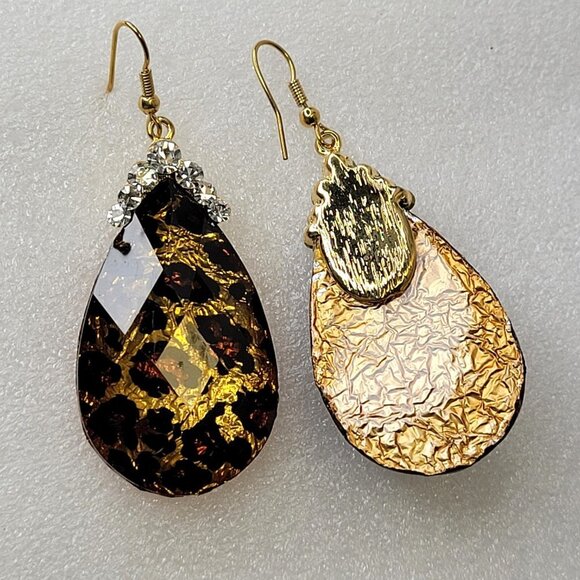Leopard Pattern Glitter Oval Fish Hook Earrings - Picture 11 of 12